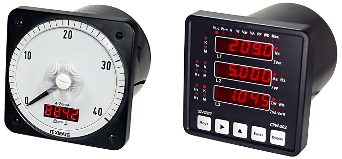 Texmate 3phase Power Meter CPW-503 & Dual View analog meter with Digital display DV series